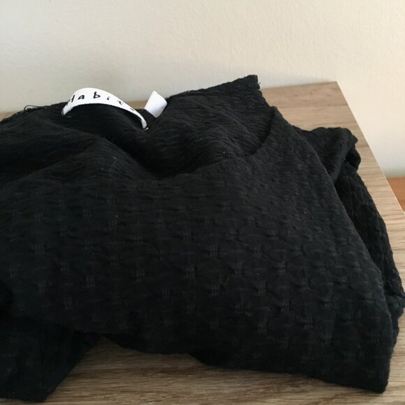 Habitat Black Textured 3/4 Sleeve Lagenlook Top with Pockets Women's Size L - Picture 8 of 10